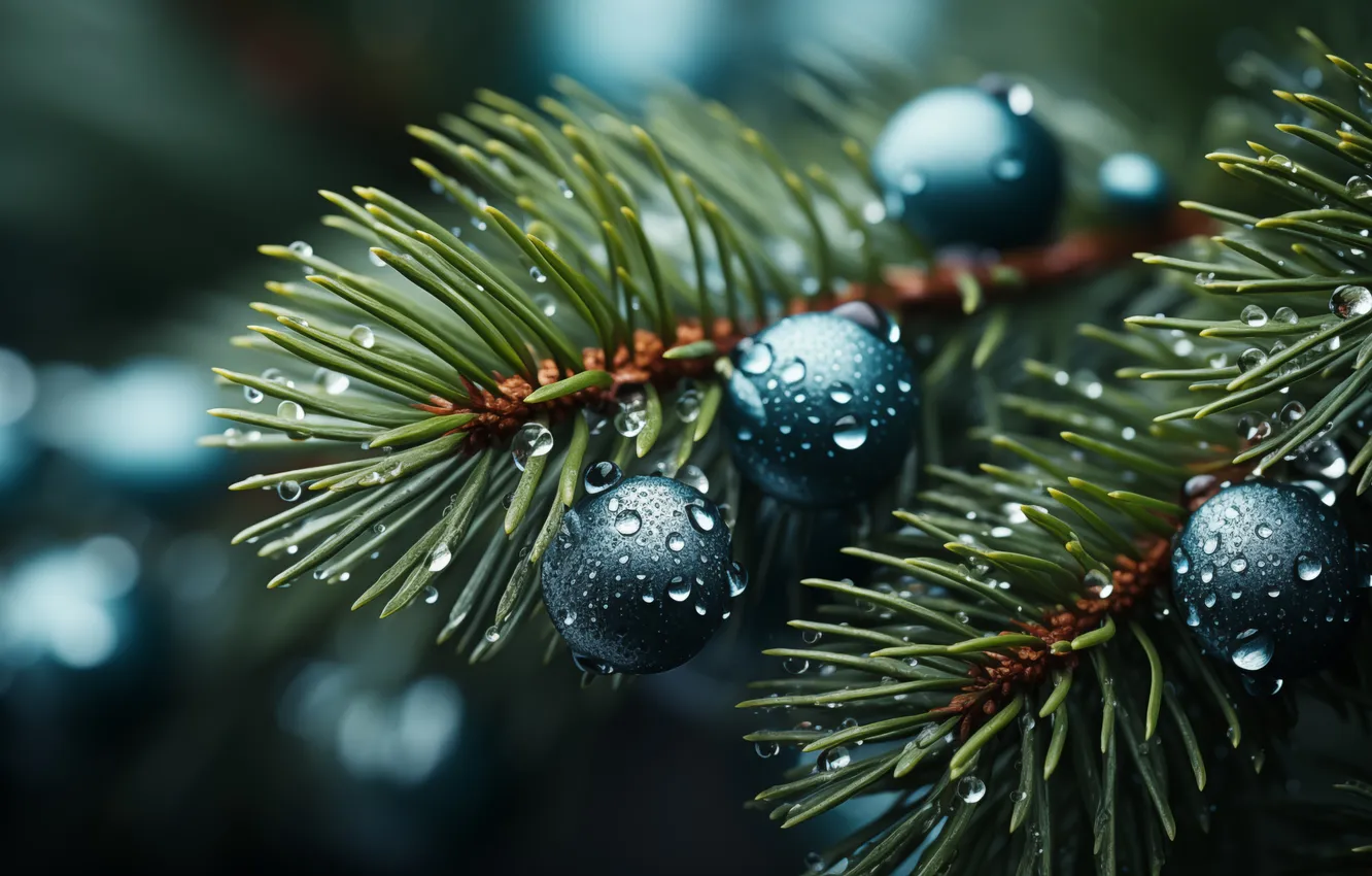 Photo wallpaper winter, drops, snow, decoration, tree, new year, Christmas, Christmas