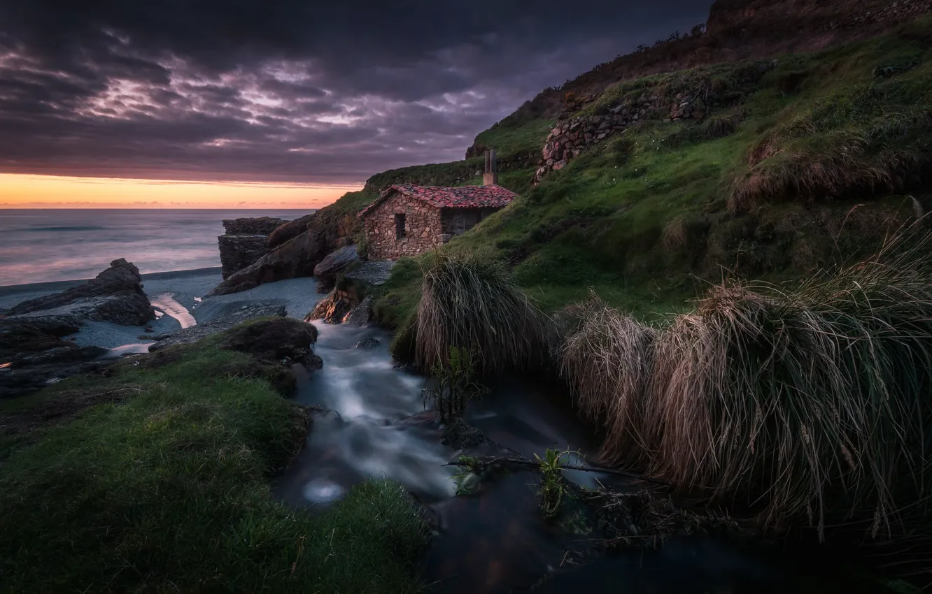 Photo wallpaper sea, coast, Spain, Spain, Asturias, Vallina Beach