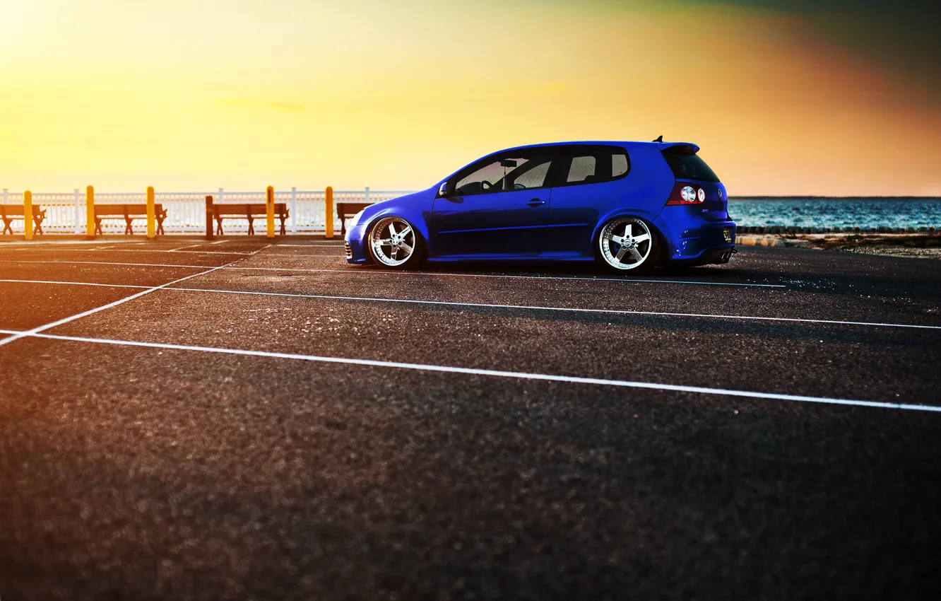 Photo wallpaper tuning, Parking, promenade, volkswagen golf