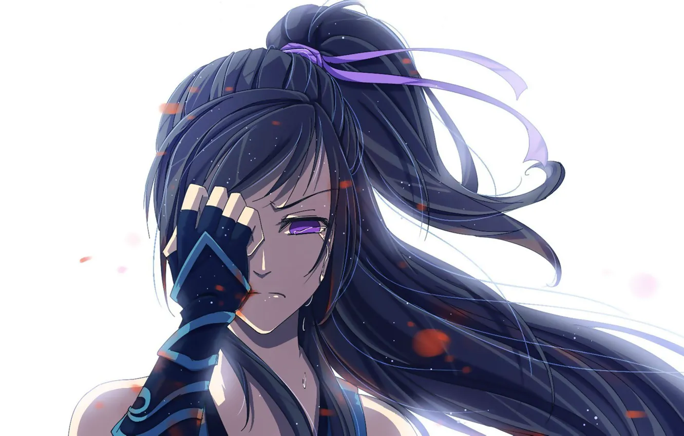 Photo wallpaper girl, tears, art, white background