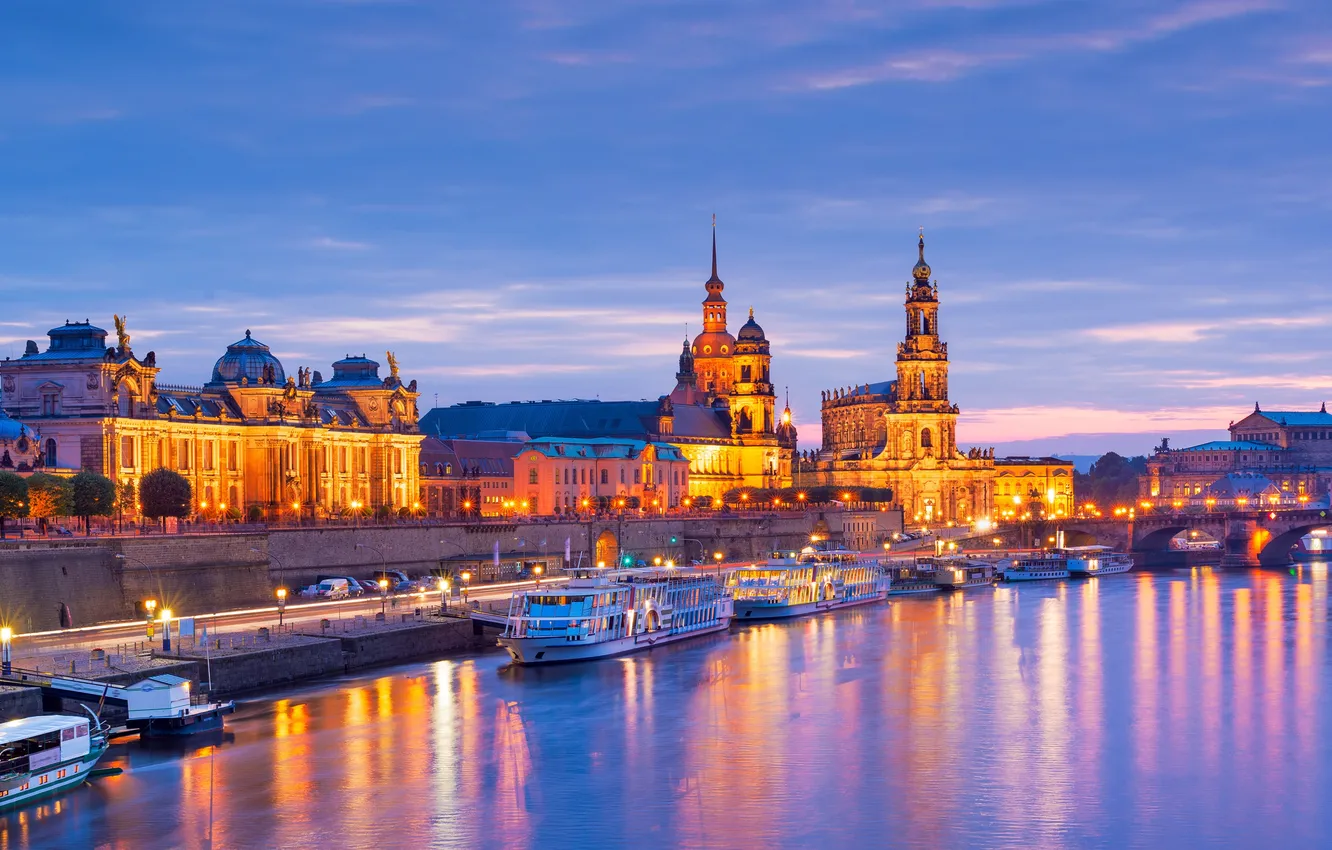 Photo wallpaper The sky, The city, Germany, Dresden, Street, City, Twilight, Germany