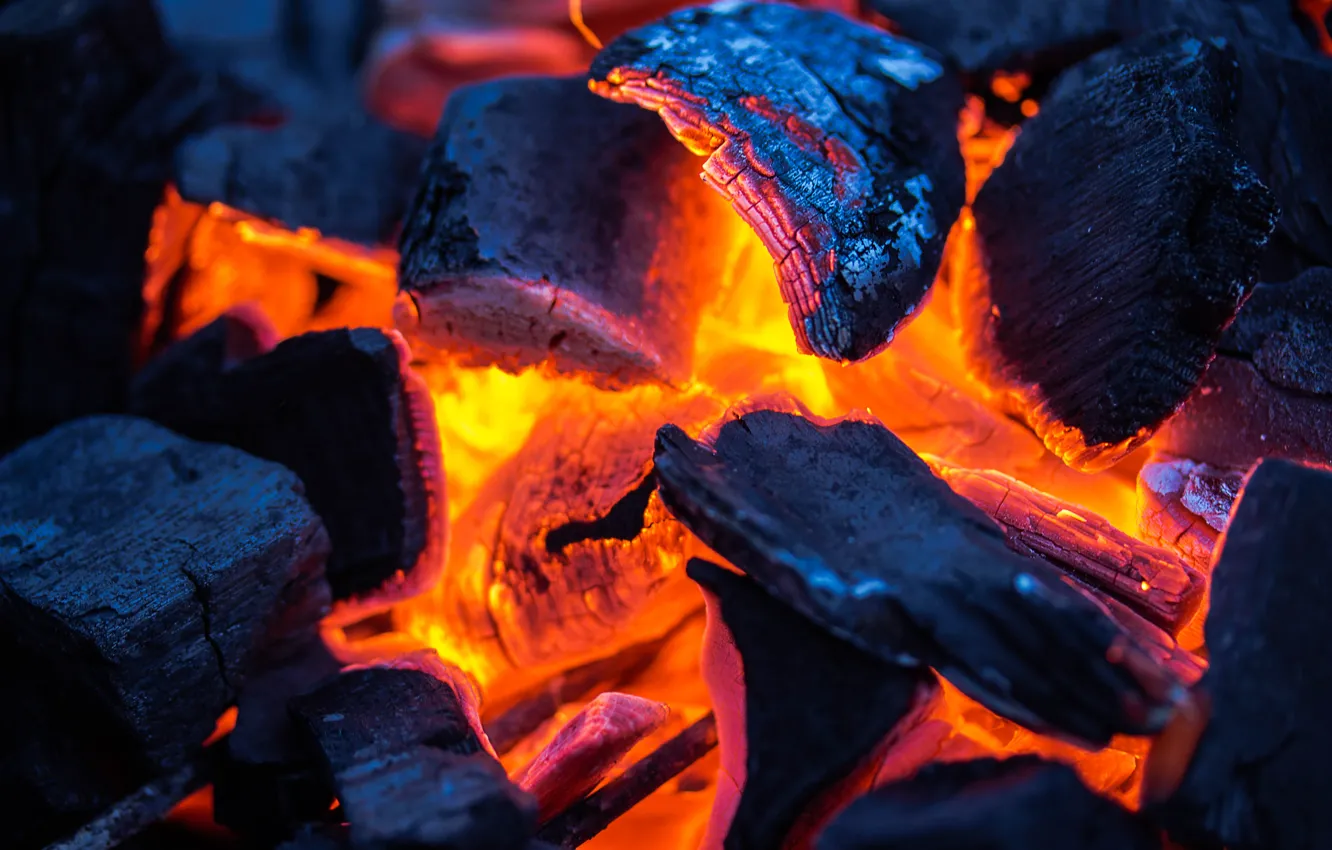 Photo wallpaper fire, red, power, combustion, Coal