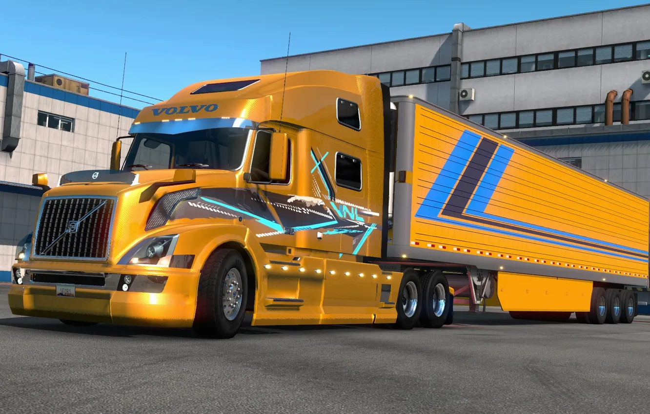Photo wallpaper yellow, the game, Truck, Euro Truck Simulator 2, SCS Software