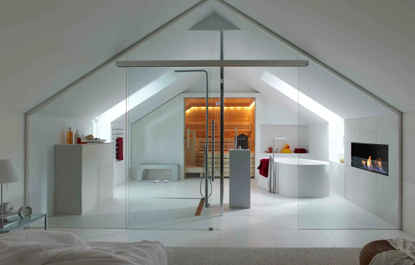 Photo wallpaper glass, design, style, room, Villa, home, interior, sauna
