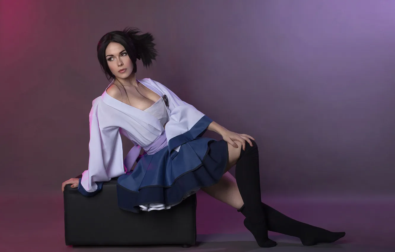 Photo wallpaper pose, background, model, makeup, figure, dress, brunette, hairstyle