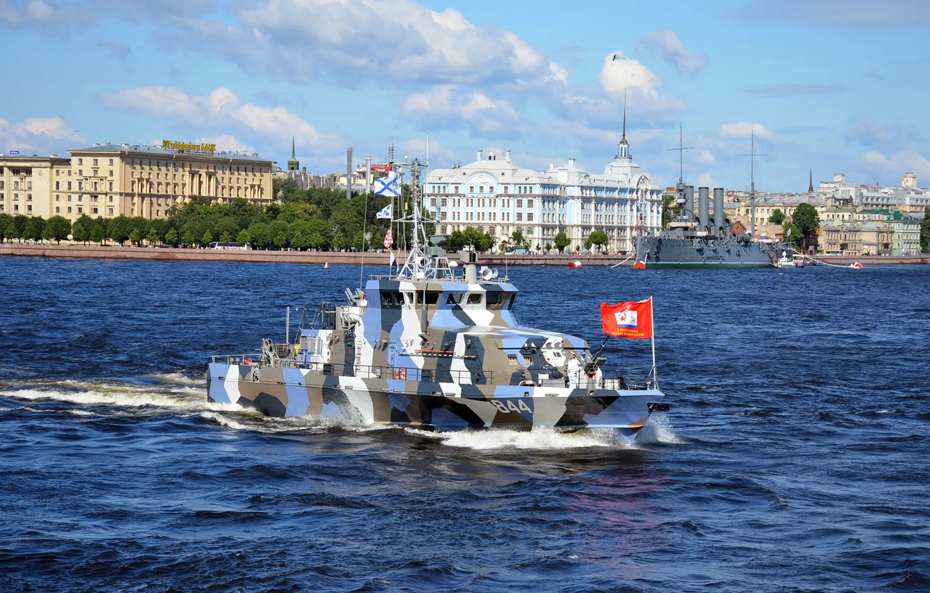 Photo wallpaper boat, Neva, Rook