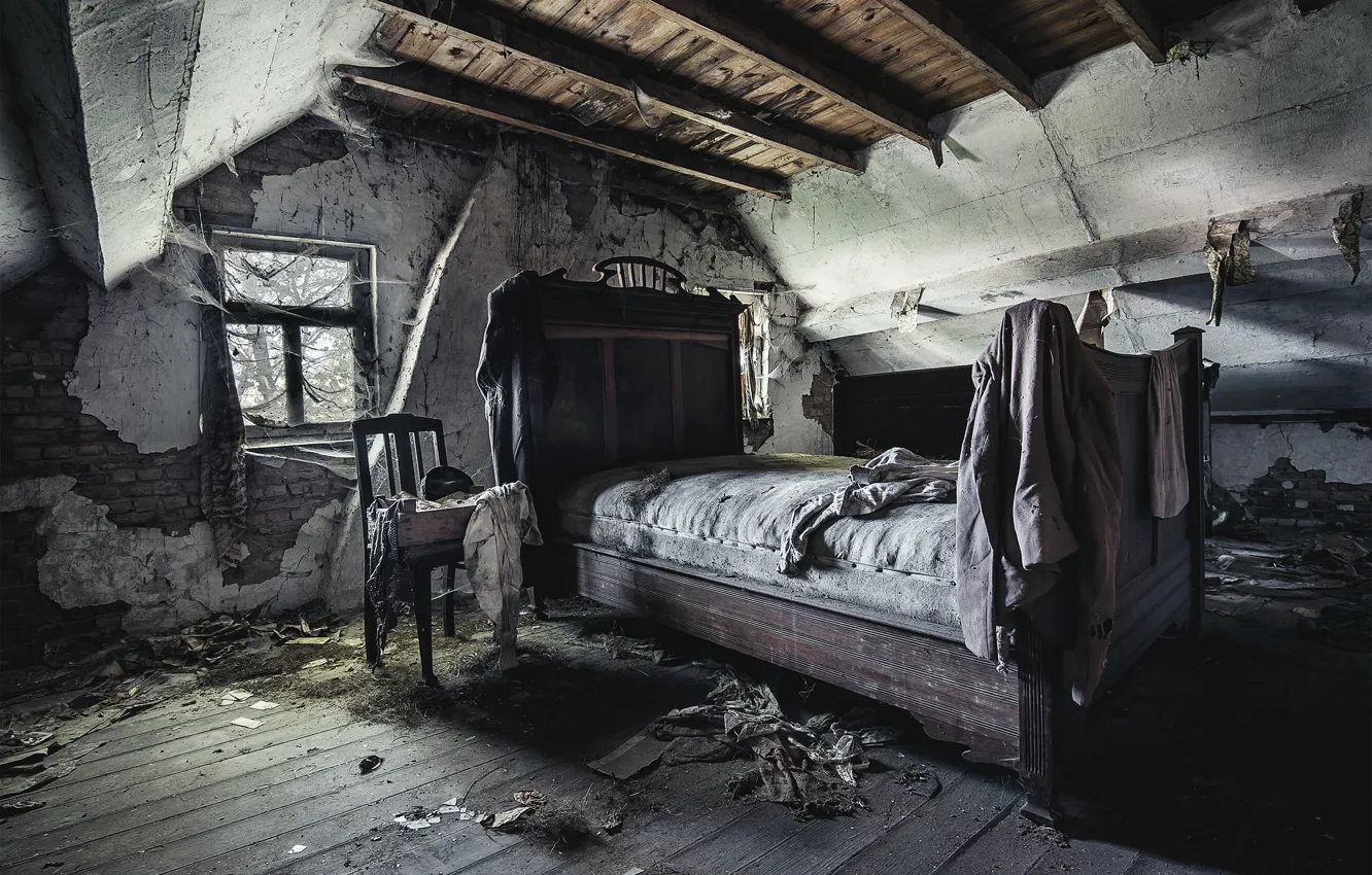 Photo wallpaper room, bed, window