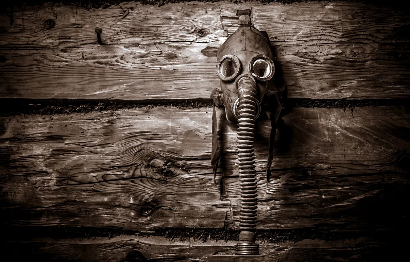 Photo wallpaper background, wall, gas mask