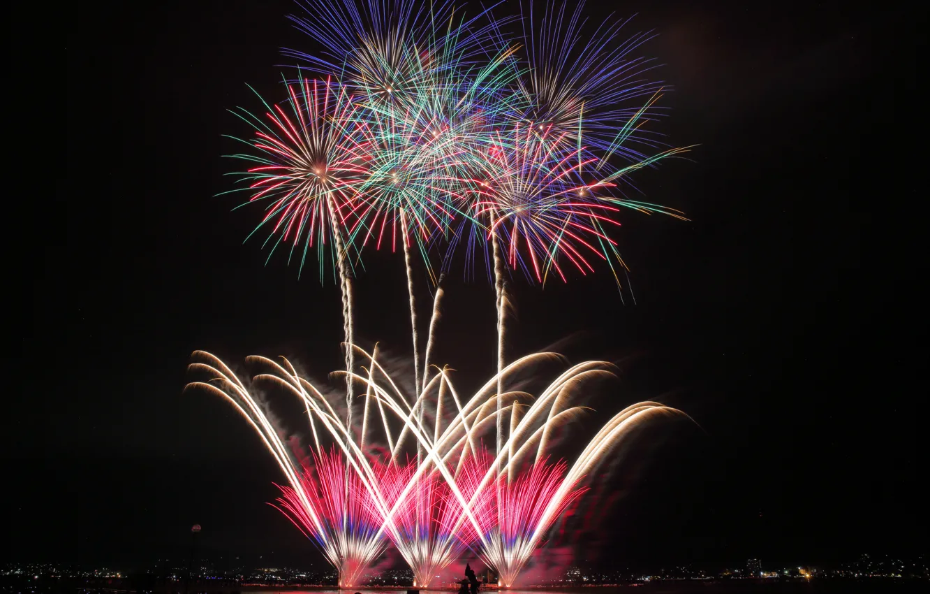 Photo wallpaper night, lights, salute, fireworks