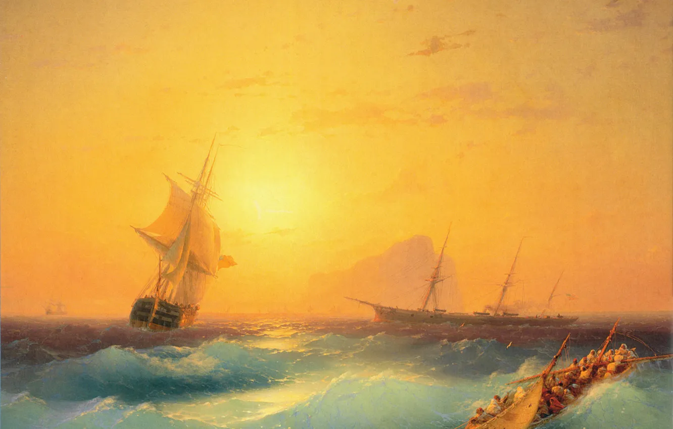 Photo wallpaper sea, picture, painting, Aivazovsky