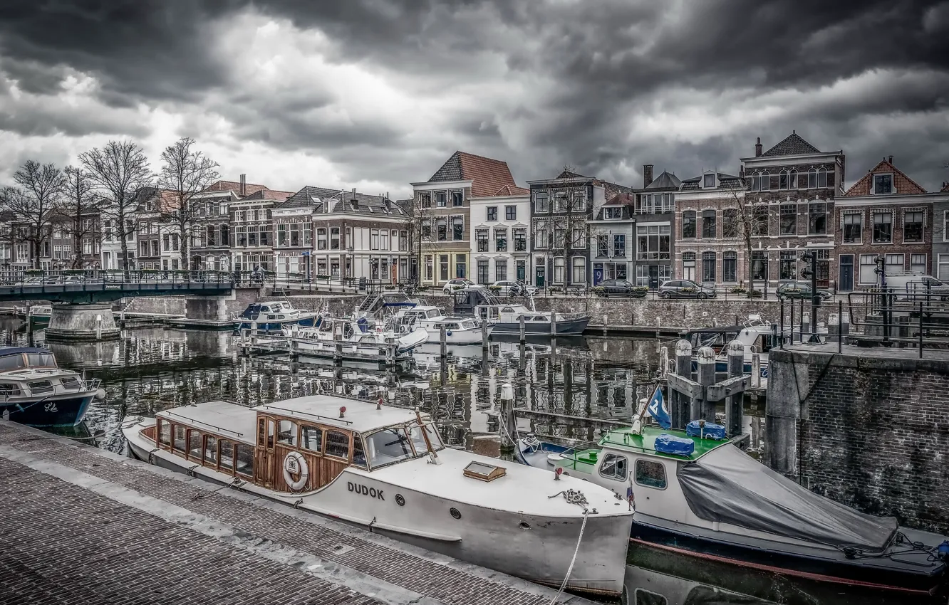 Photo wallpaper Holland, boat, Gorinchem