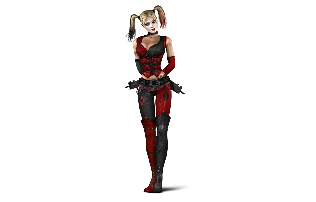 Photo wallpaper girl, weapons, costume, characters, Batman Arkham City, Harley Quinn, Harley Quinn