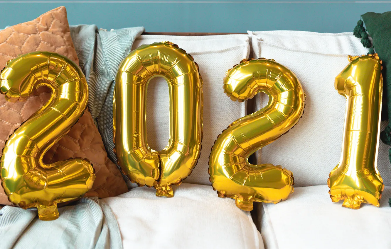 Photo wallpaper sofa, wall, furniture, Shine, pillow, blanket, figures, New year