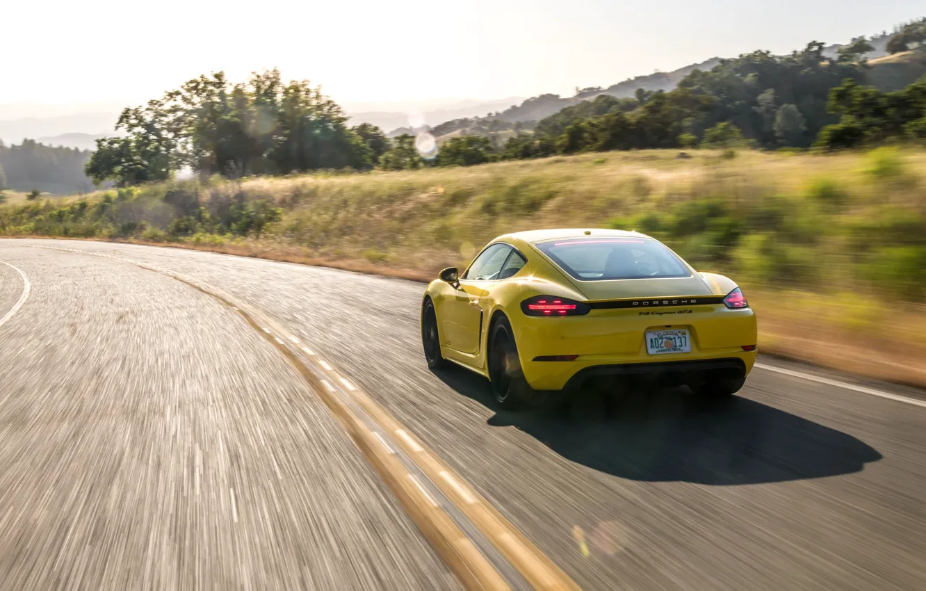 Photo wallpaper speed, Porsche, Cayman, rear view, GTS, 718, 2019