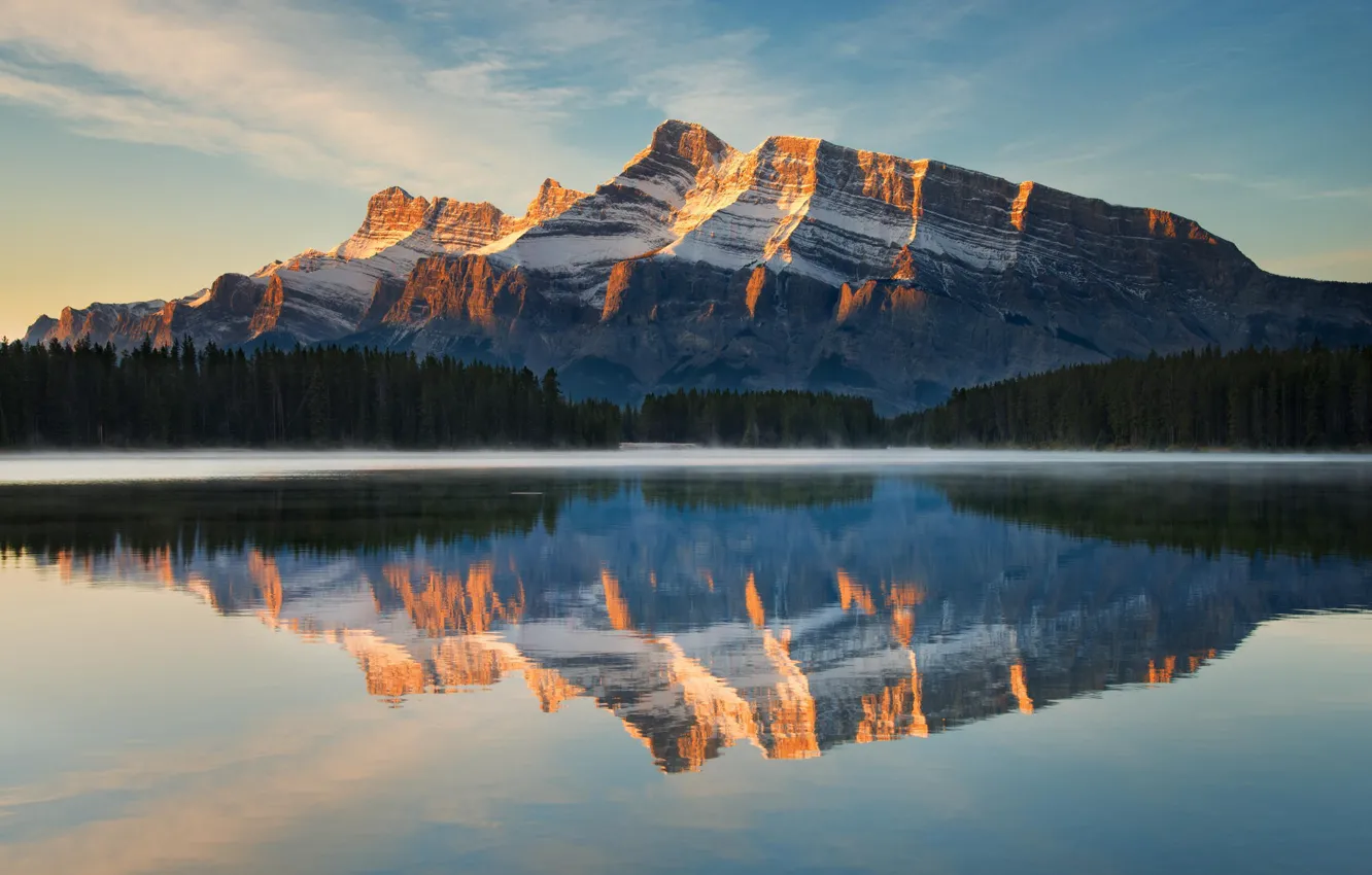 Photo wallpaper forest, nature, lake, reflection, mountain, lake, canada, reflection