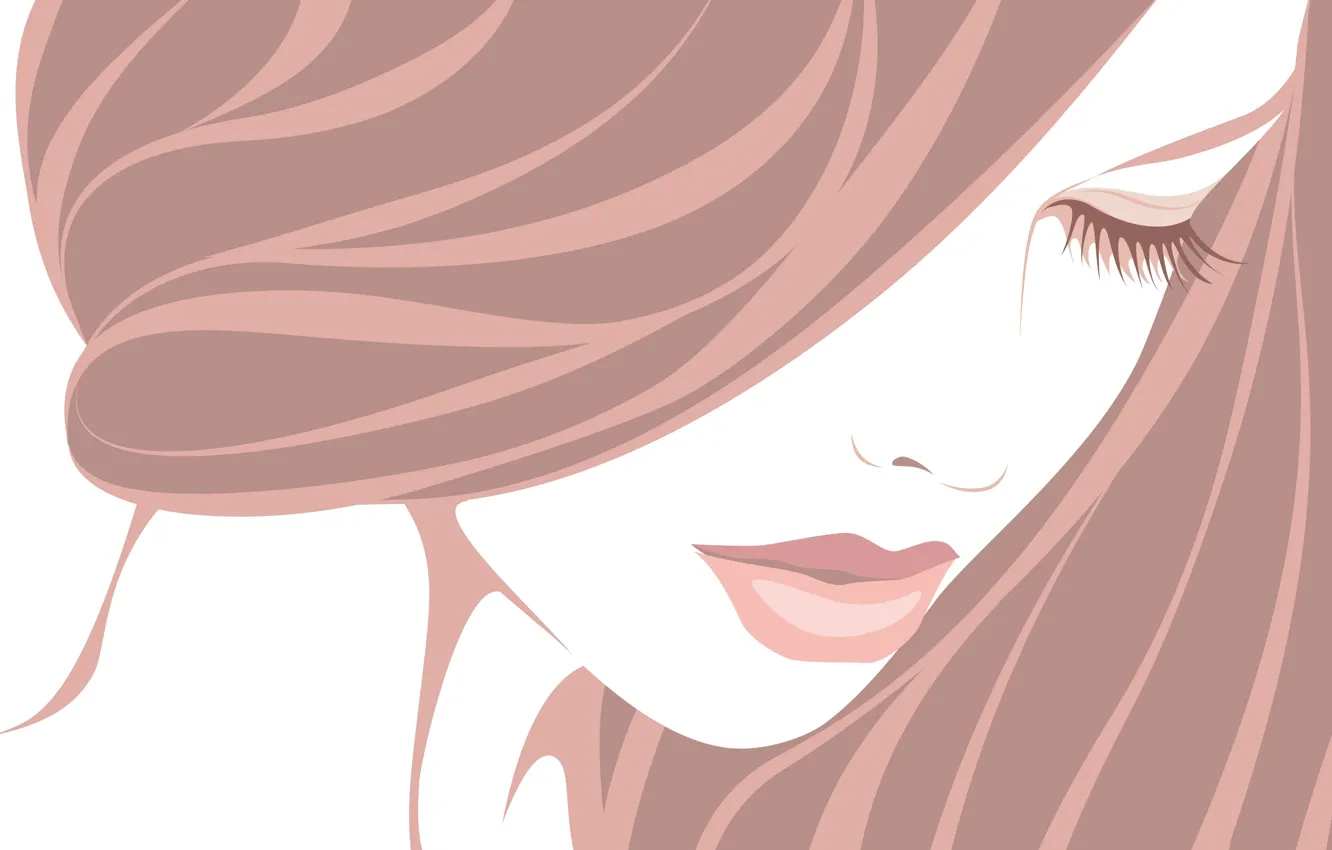 Photo wallpaper girl, eyelashes, hair, vector, closed eyes