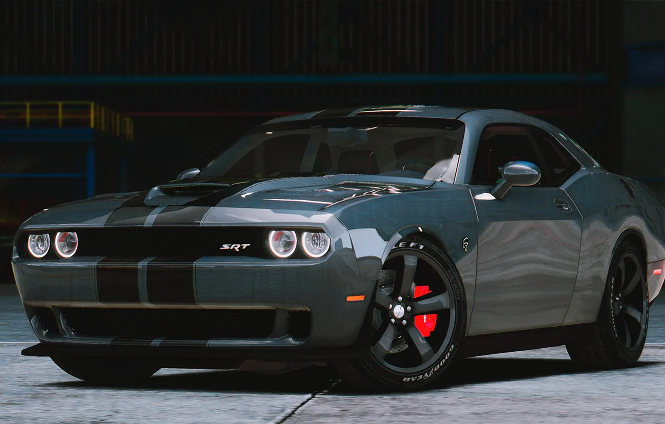 Photo wallpaper grey, Dodge, Challenger, gta 5, 2015