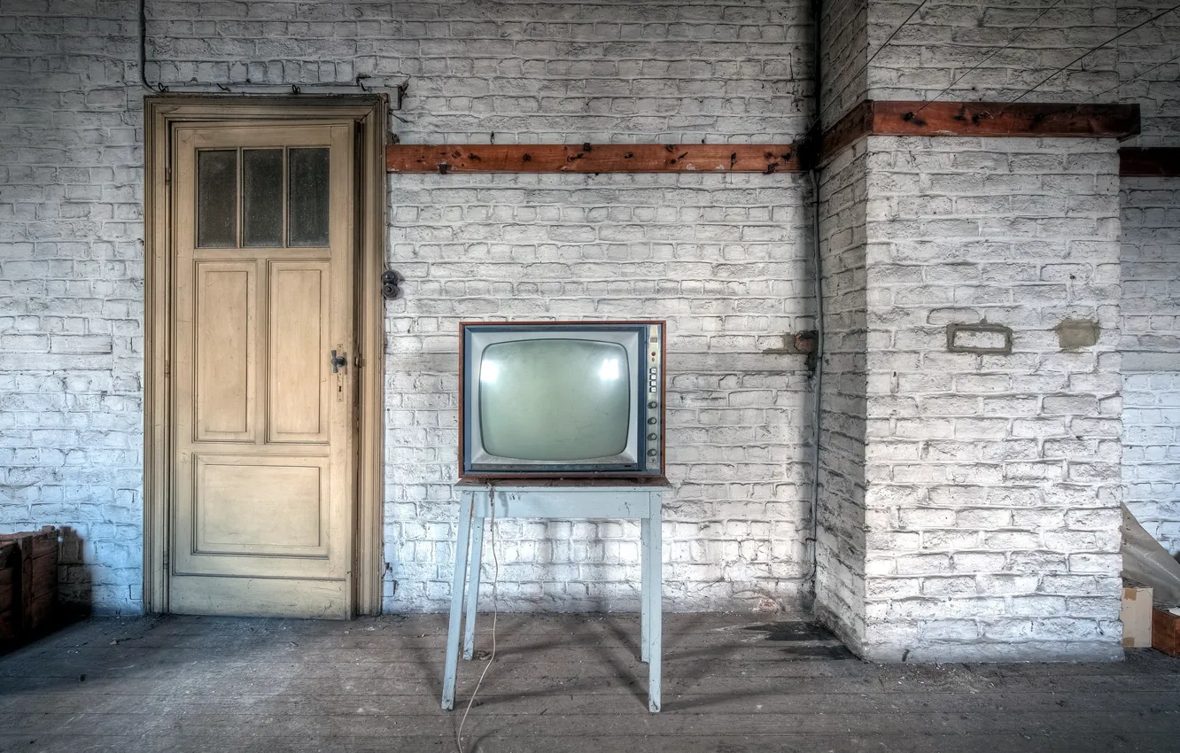 Photo wallpaper room, the door, TV