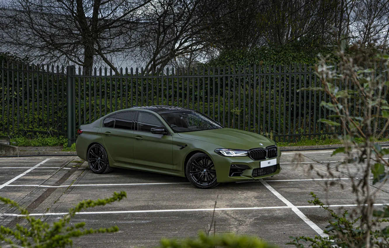 Photo wallpaper Green, Black, Wheels, F90, M5 Competition