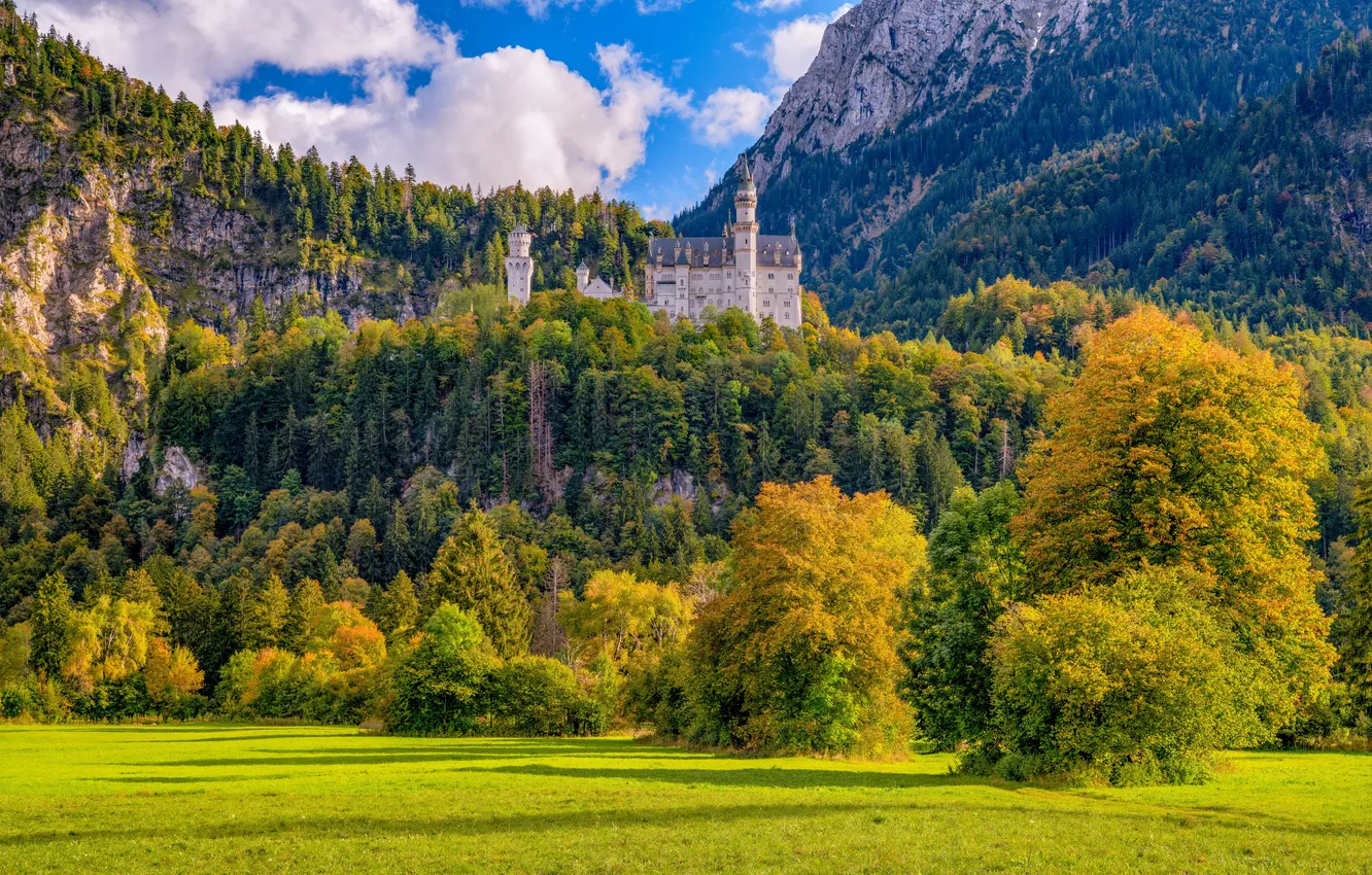 Photo wallpaper autumn, nature, Neuschwanstein Castle