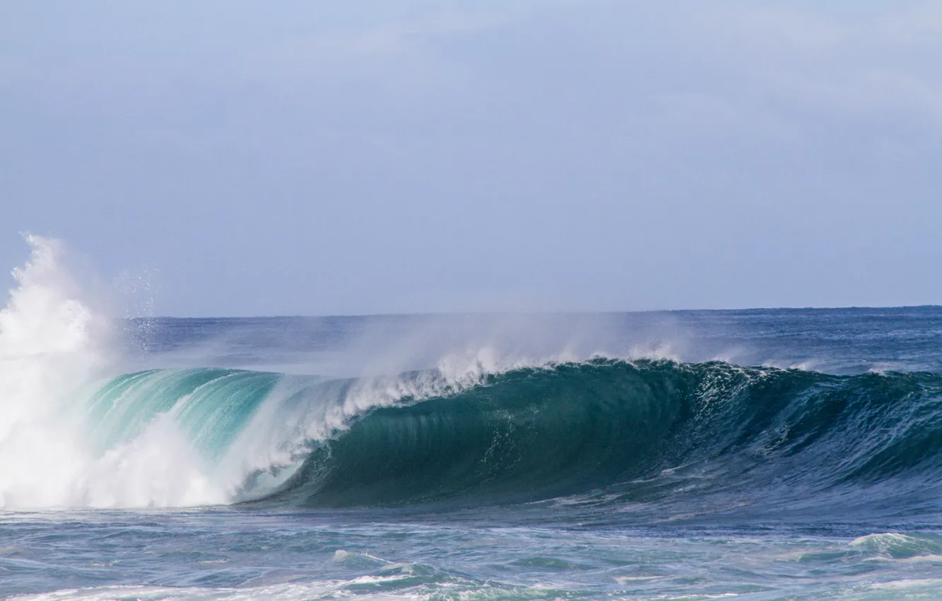 Photo wallpaper wave, the sky, clouds, landscape, the ocean, horizon, waves, sky