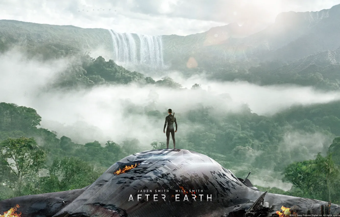 Photo wallpaper ship, the crash, jungle, After Earth, After earth