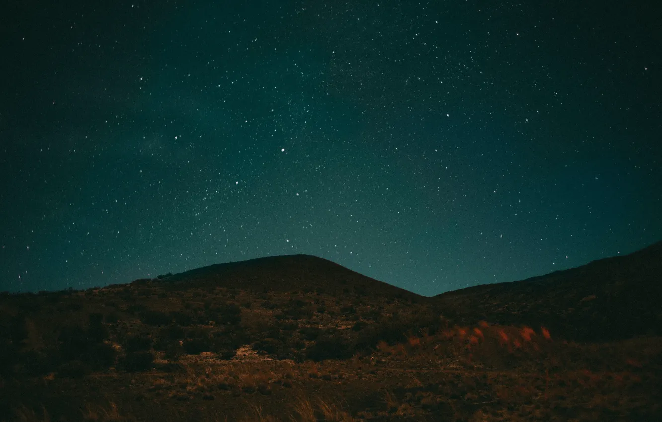 Photo wallpaper sky, night, stars, hills