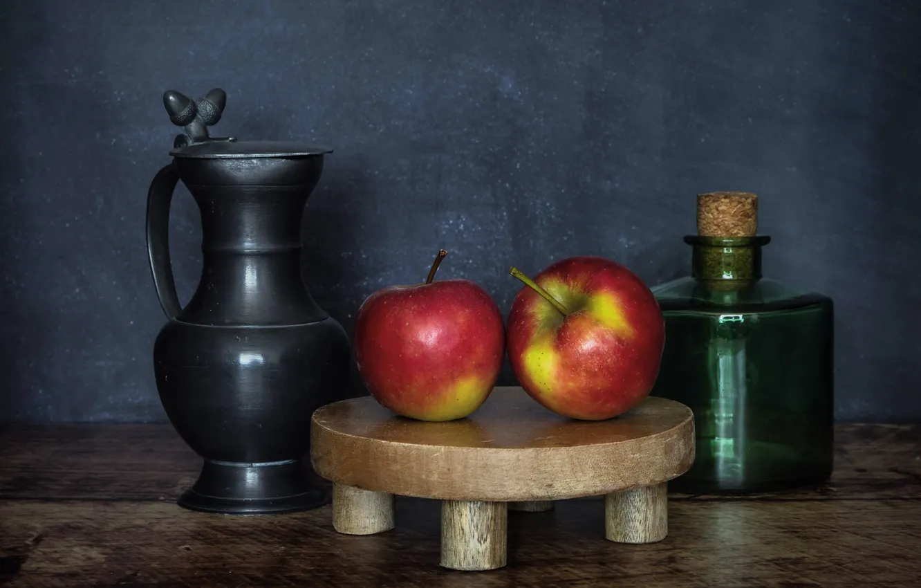 Photo wallpaper background, apples, pitcher