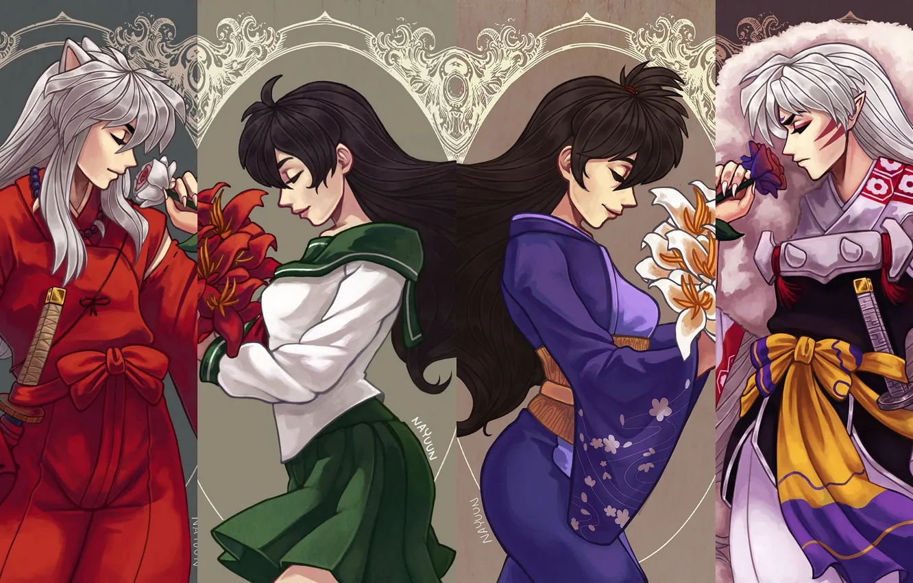 Photo wallpaper collage, Rin, Inuyasha, Inuyasha, Kagome, Seshoumaru