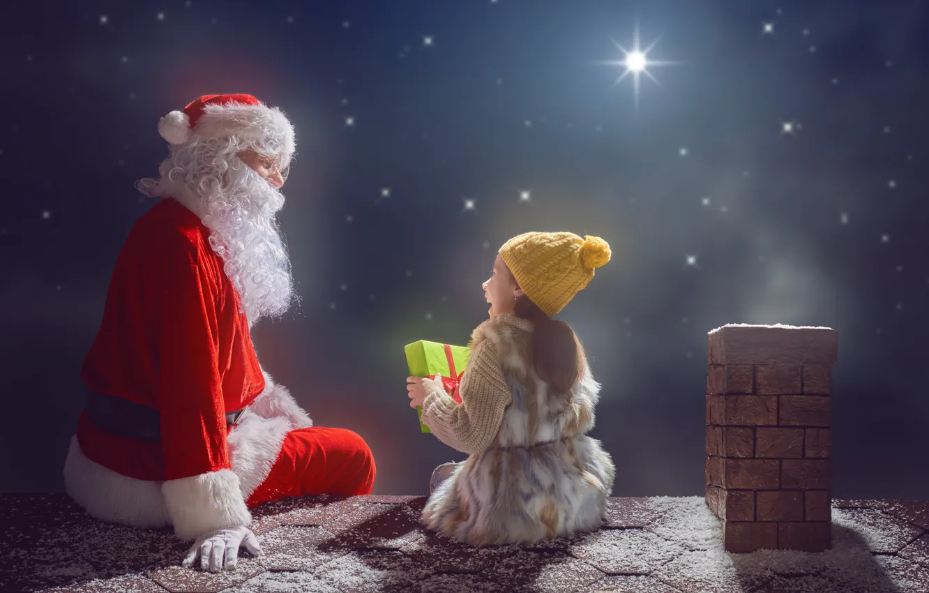 Photo wallpaper new year, Christmas, night, merry christmas, Santa Claus
