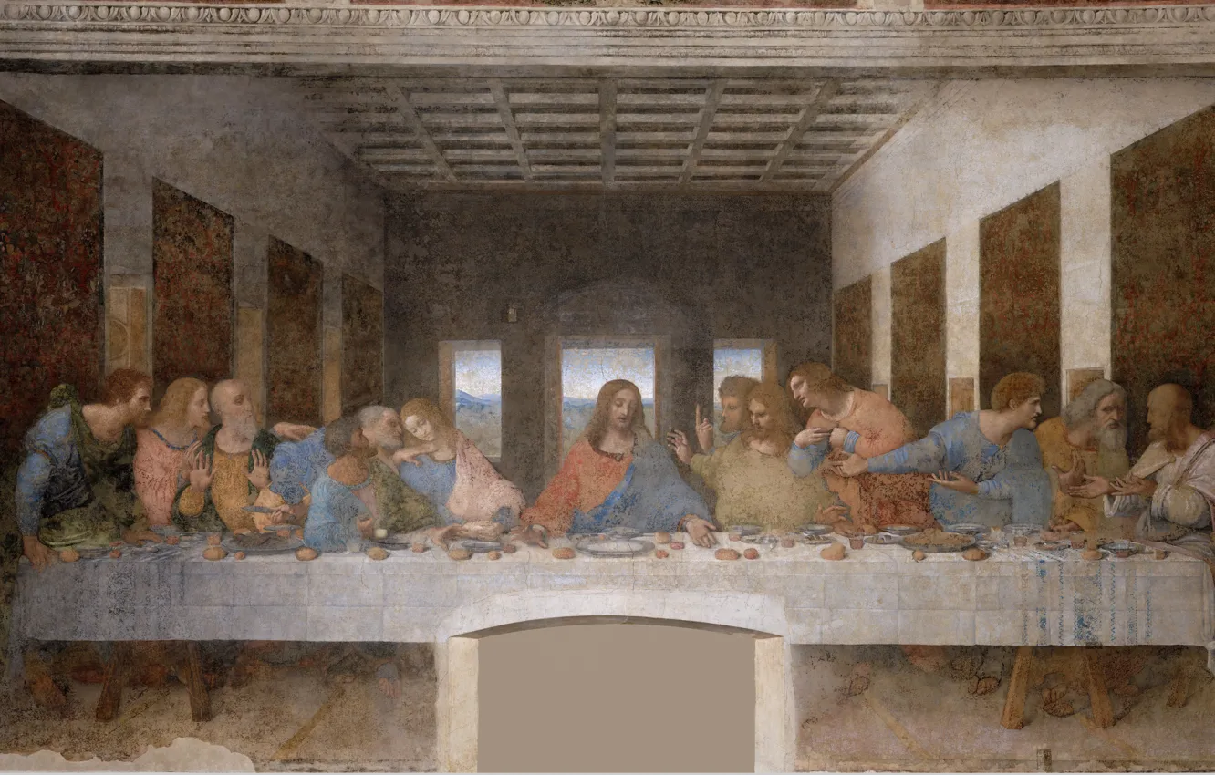 Photo wallpaper picture, mural, painting, art, the middle ages, The last supper, the apostles, Christ