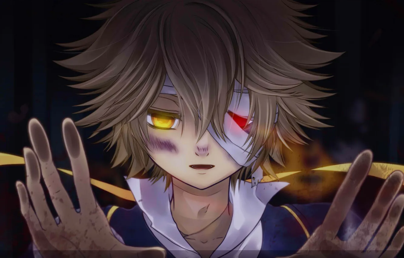 Photo wallpaper art, scratches, headband, guy, vocaloid, Vocaloid, bandages, oliver