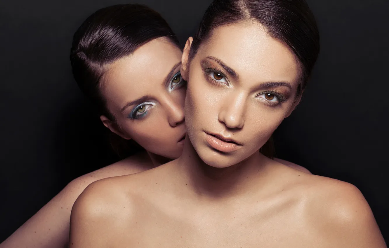 Photo wallpaper makeup, hairstyle, two girls, marine, Camille