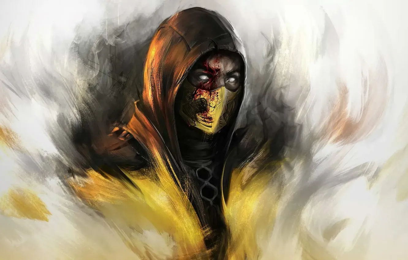 Photo wallpaper the game, art, game, Scorpio, Mortal Kombat, fight, Mortal Kombat, Scorpion