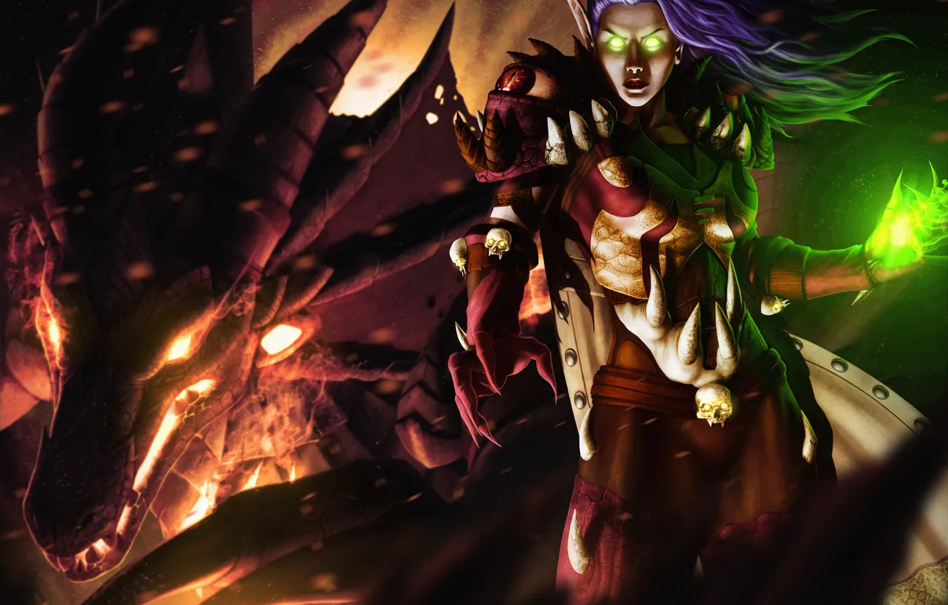 Photo wallpaper girl, magic, elf, World of Warcraft, warcraft, sinestra