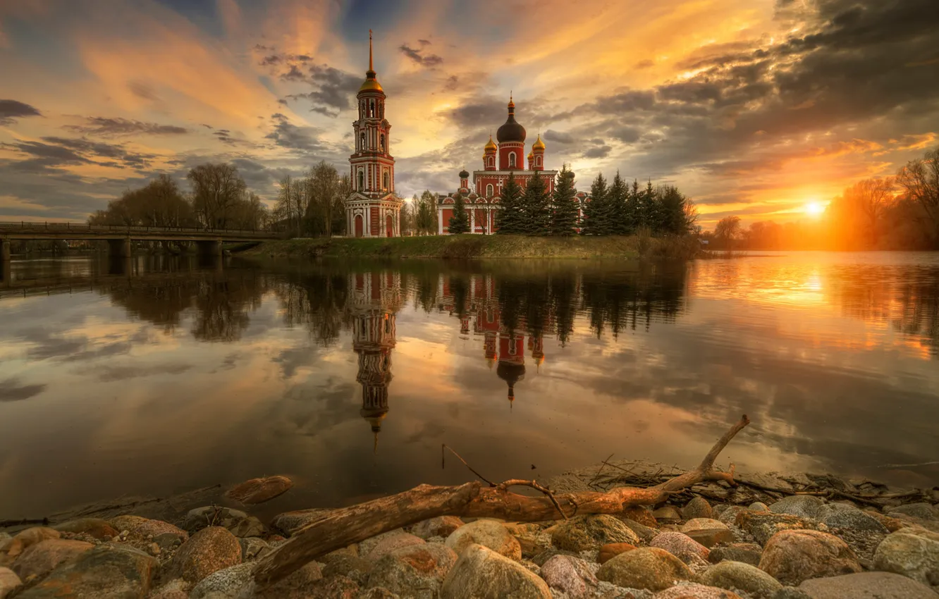 Photo wallpaper landscape, sunset, nature, river, Gordeev Edward, Eduard Gordeev, Ed Gordeev, Polist