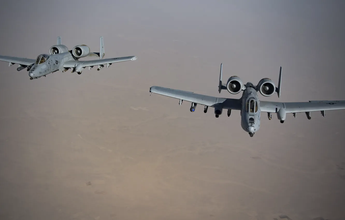 Photo wallpaper attack, UNITED STATES AIR FORCE, Fairchild Republic A-10 Thunderbolt II, Warthog, American single twin-engine, Warthog
