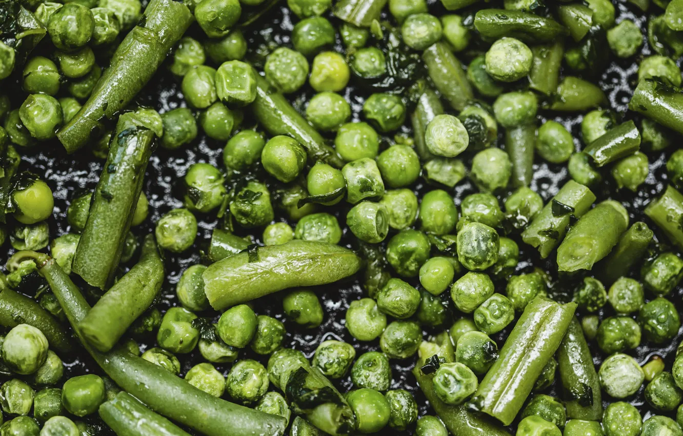 Photo wallpaper macro, beans, green peas, legumes