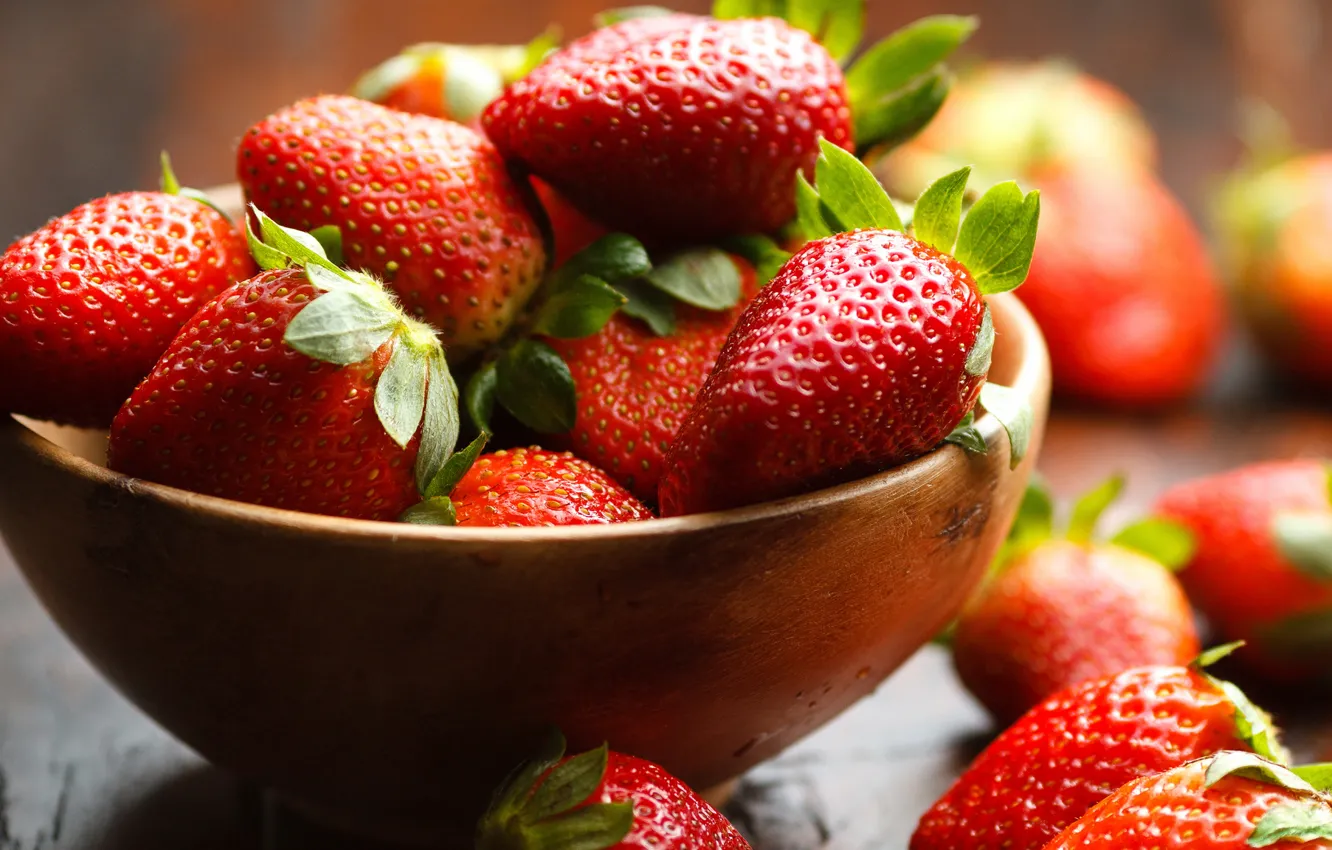 Photo wallpaper berries, food, strawberry, red, a lot, juicy, bowl, Wallpaper from lolita777