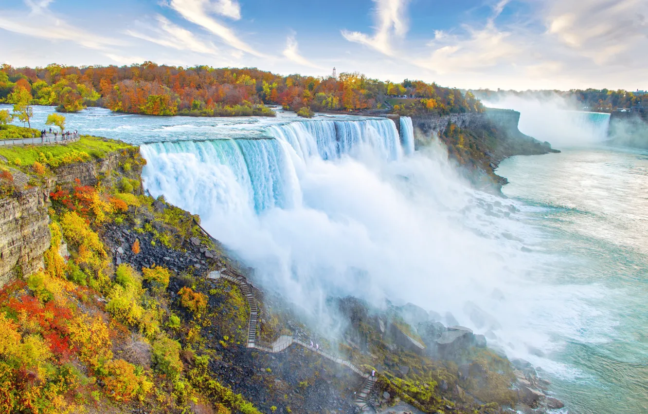 Photo wallpaper nature, rocks, shore, waterfall, stream
