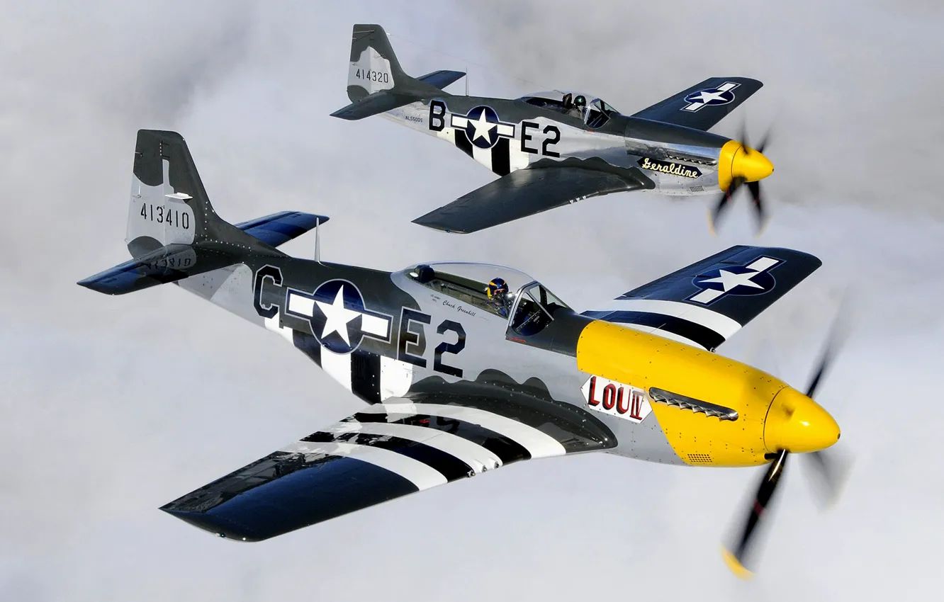 Photo wallpaper the sky, clouds, flight, retro, pair, the plane