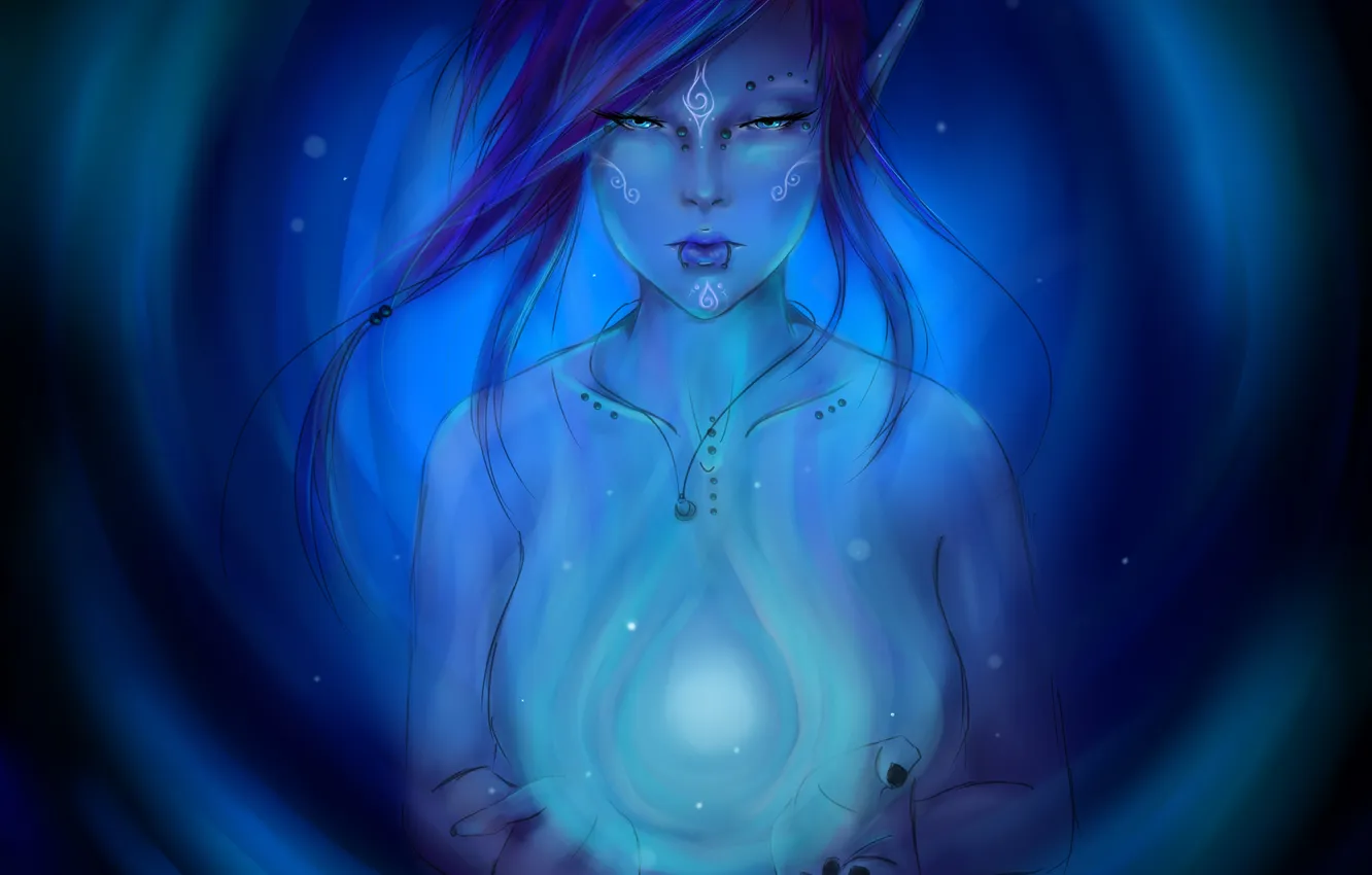 Photo wallpaper look, girl, face, art, the air, symbol