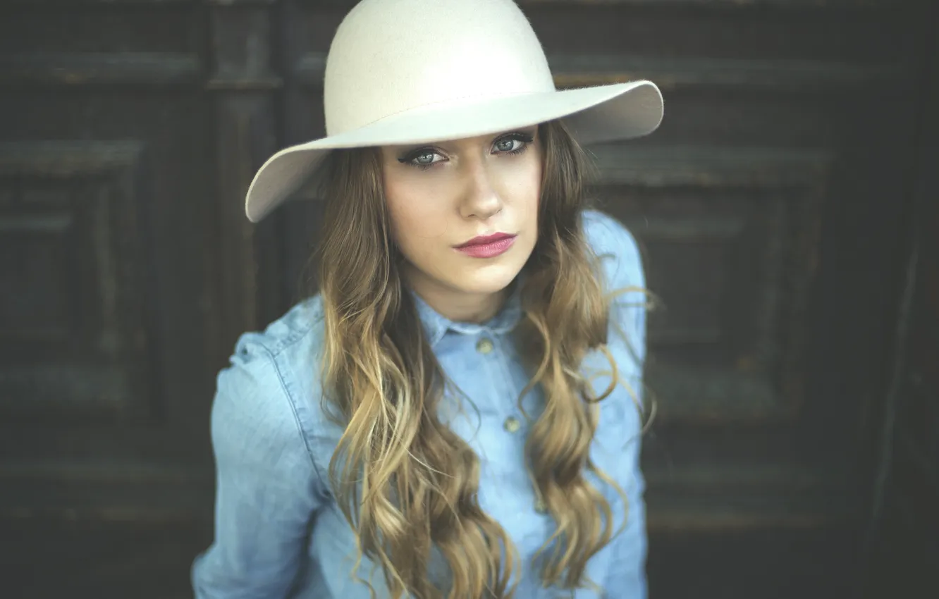 Photo wallpaper girl, hat, curls