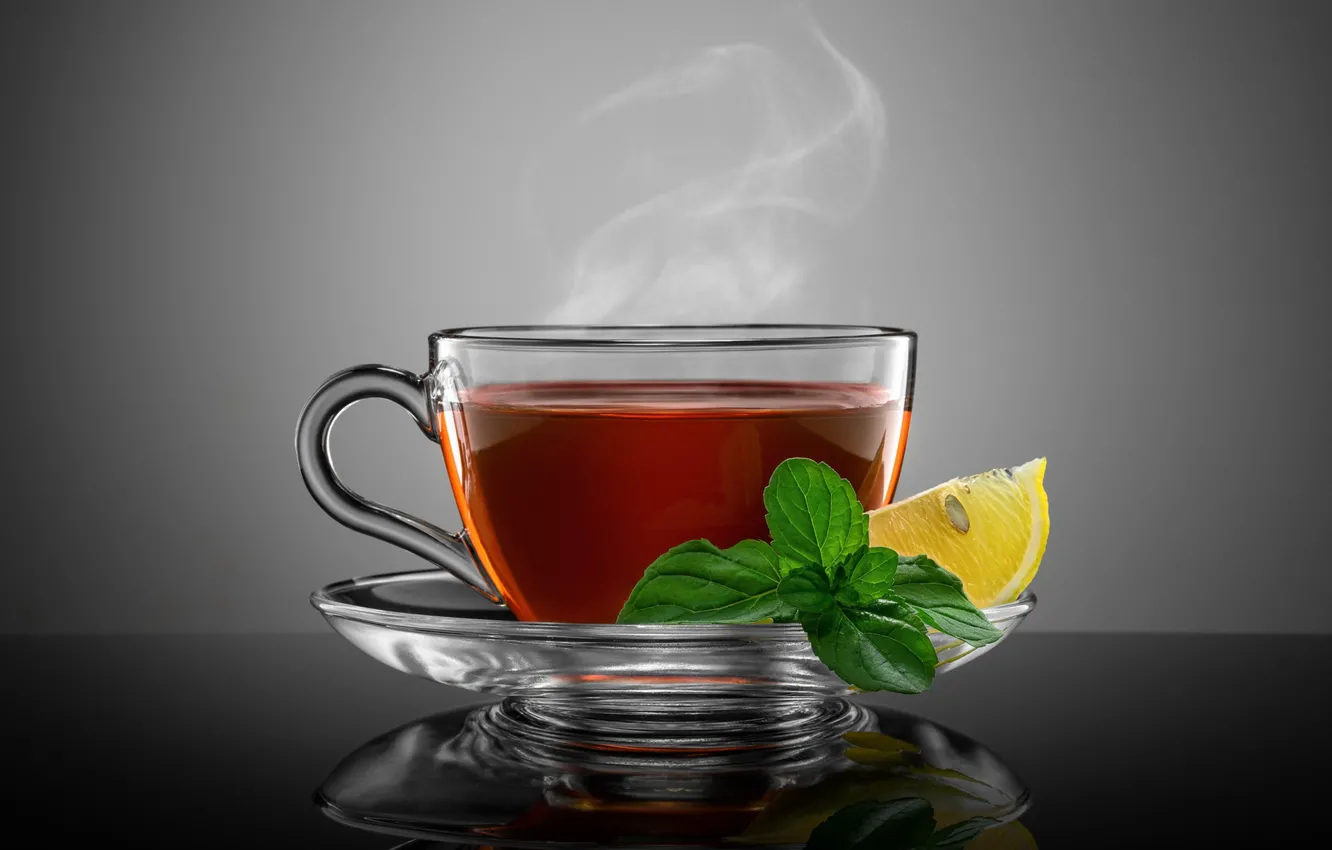 Photo wallpaper lemon, tea, hot tea
