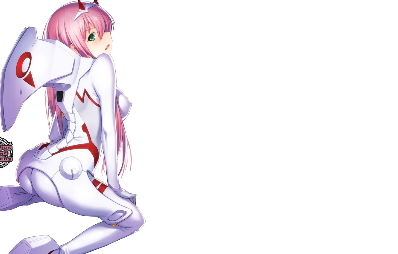 Photo wallpaper girl, costume, white background, 002, Darling In The Frankxx, Cute in France, Zero Two
