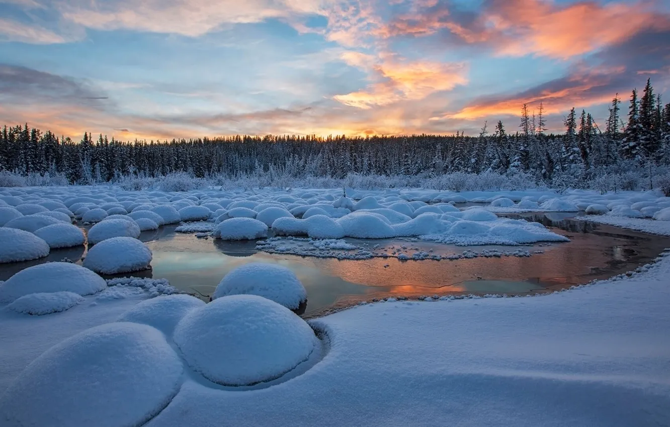 Photo wallpaper winter, stream, Canada, Yukon, McIntyre Creek