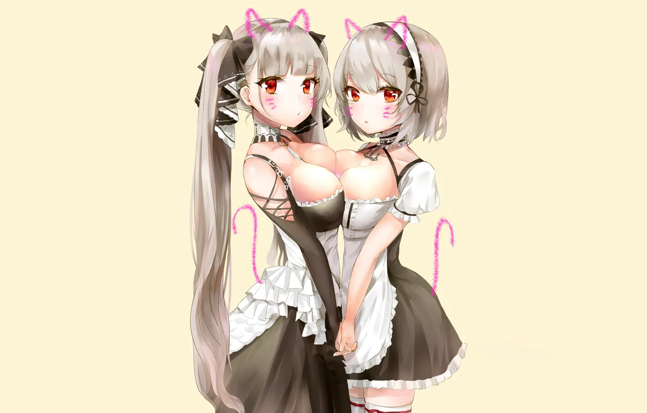 Photo wallpaper sexy, cleavage, thighhighs, long hair, dress, girls, boobs, anime