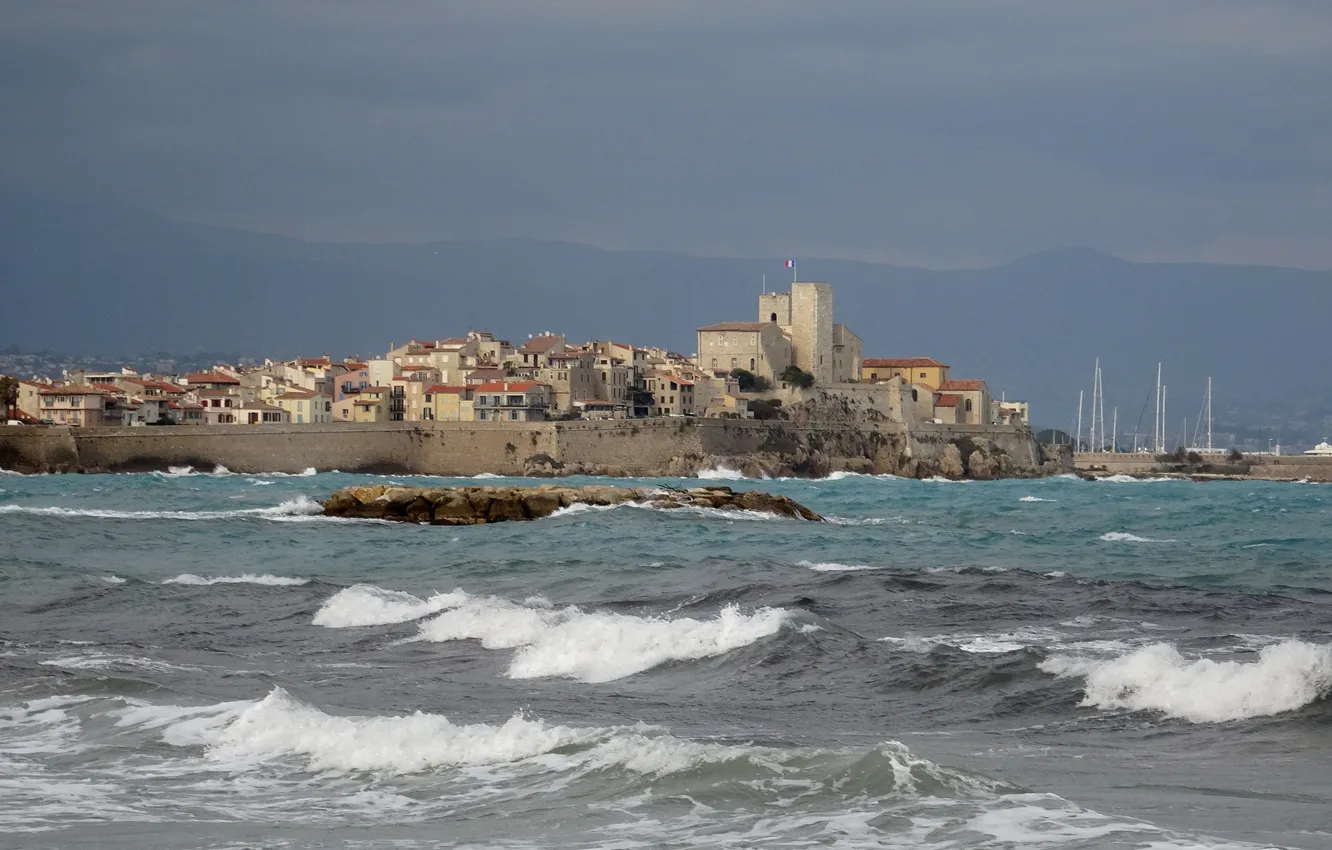 Photo wallpaper sea, France, tower, home, Antibes