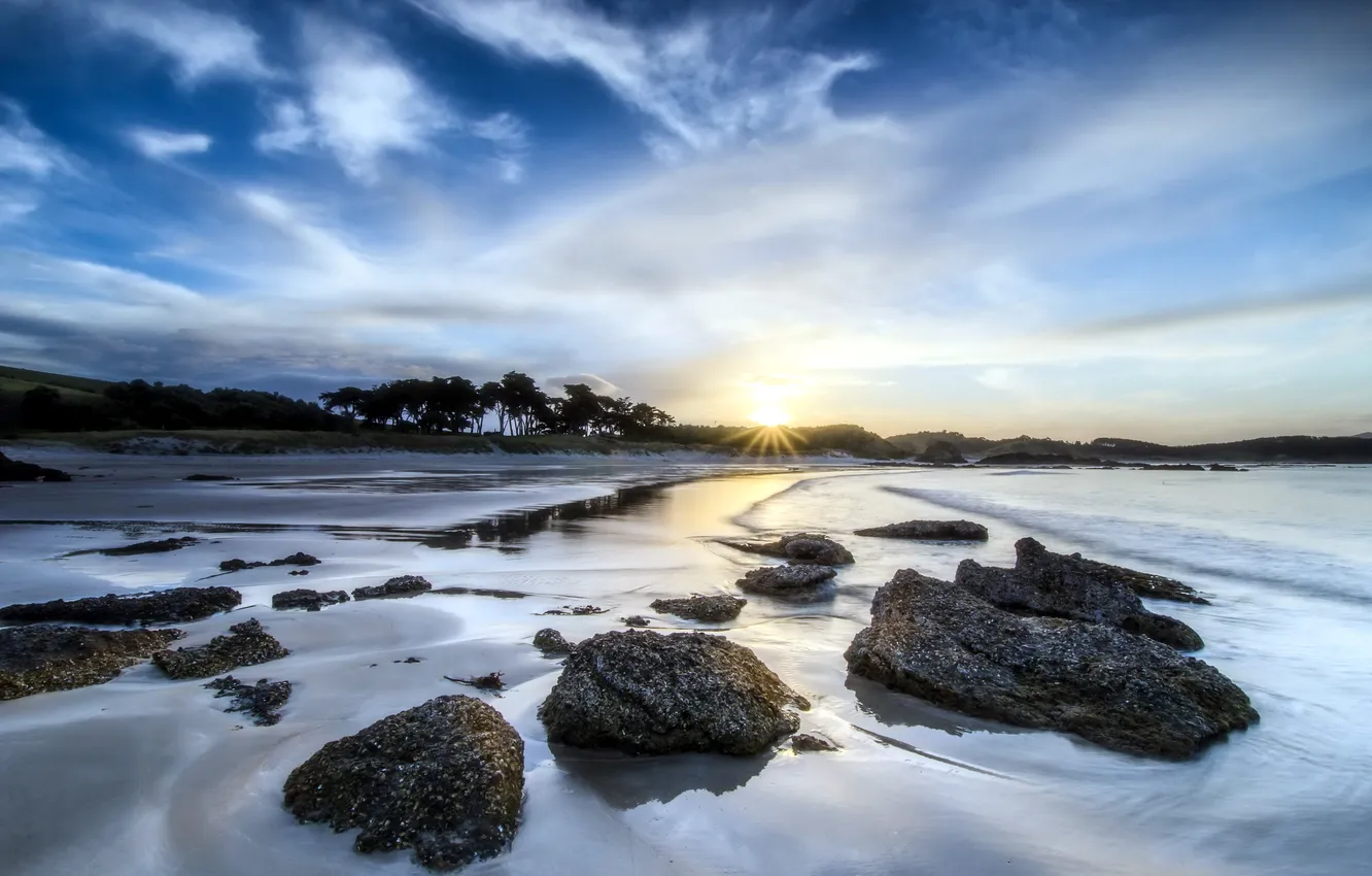 Photo wallpaper sea, landscape, morning