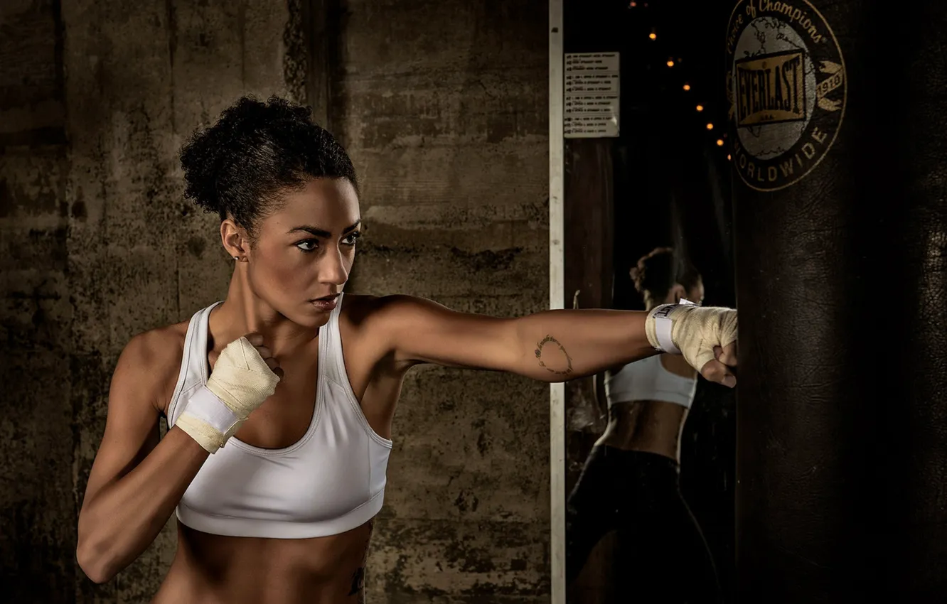 Photo wallpaper girl, sport, Boxing, training